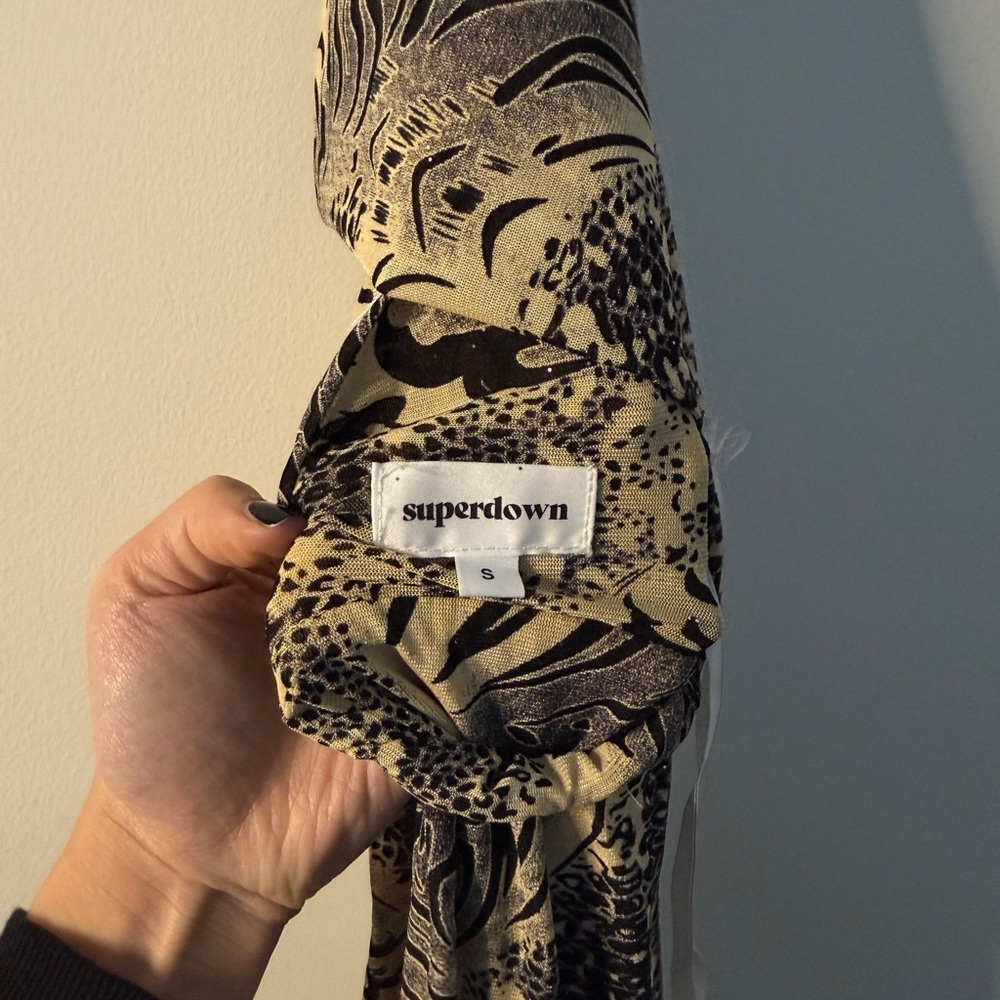 Revolve Superdown Stefania Gown Animal Print Zebra Cowl Neck Low Back Maxi Dress - Picture 5 of 8